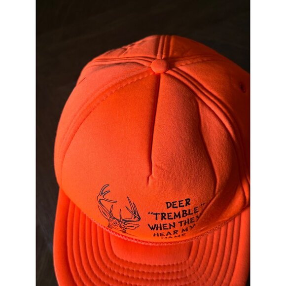 Blaze Orange hunting novelty Deer "Tremble" Snapback Hat - Picture 7 of 8